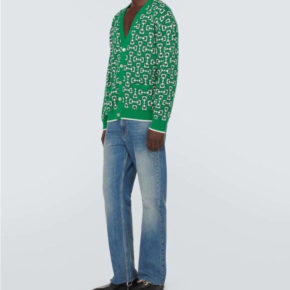 Brand new men’s size M Gucci Green Geometric Cardigan fits women’s Large to Xl - Picture 5 of 12